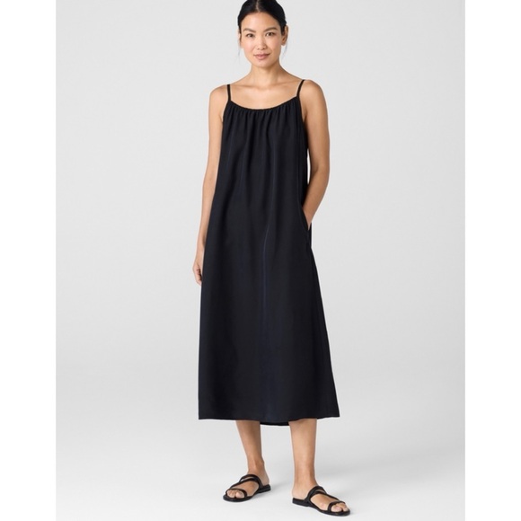 Eileen Fisher Washed Silk Cami midi Dress NEW - Picture 1 of 6